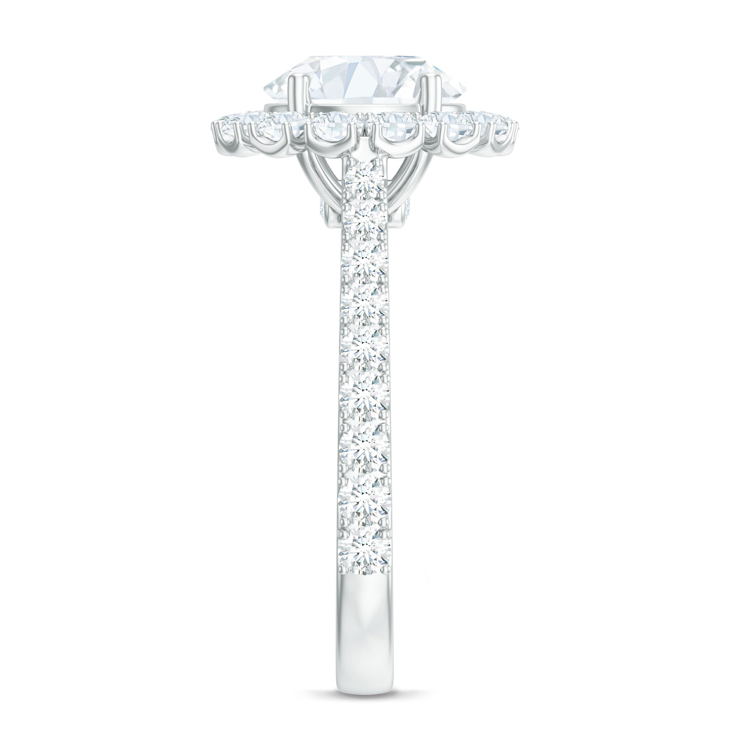 Certified Brilliant Cut Moissanite Halo Engagement Ring
