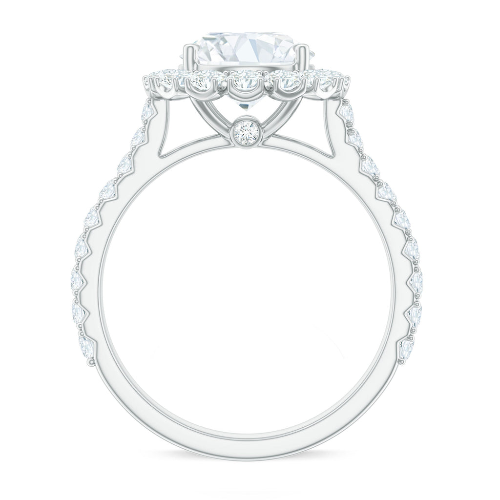 Certified Brilliant Cut Moissanite Halo Engagement Ring