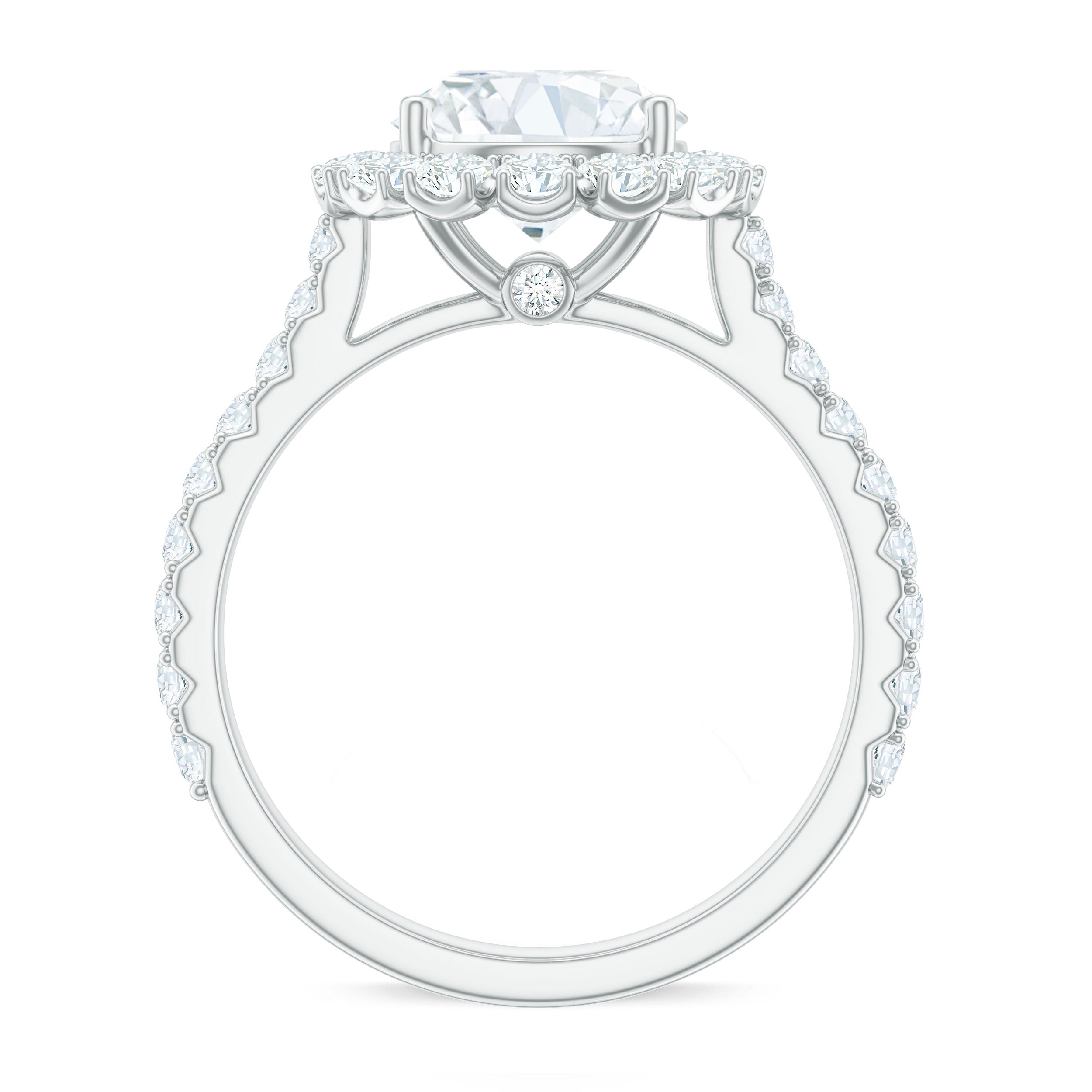 Certified Brilliant Cut Moissanite Halo Engagement Ring