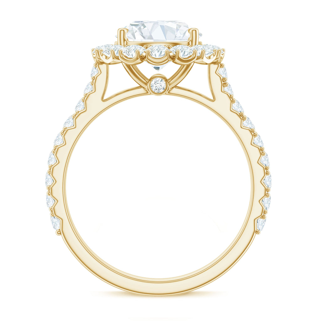 Certified Brilliant Cut Moissanite Halo Engagement Ring