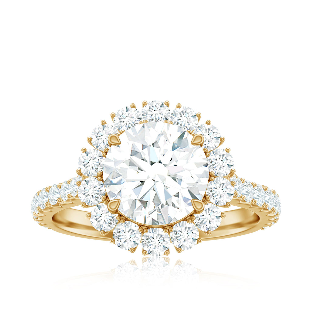 Certified Brilliant Cut Moissanite Halo Engagement Ring