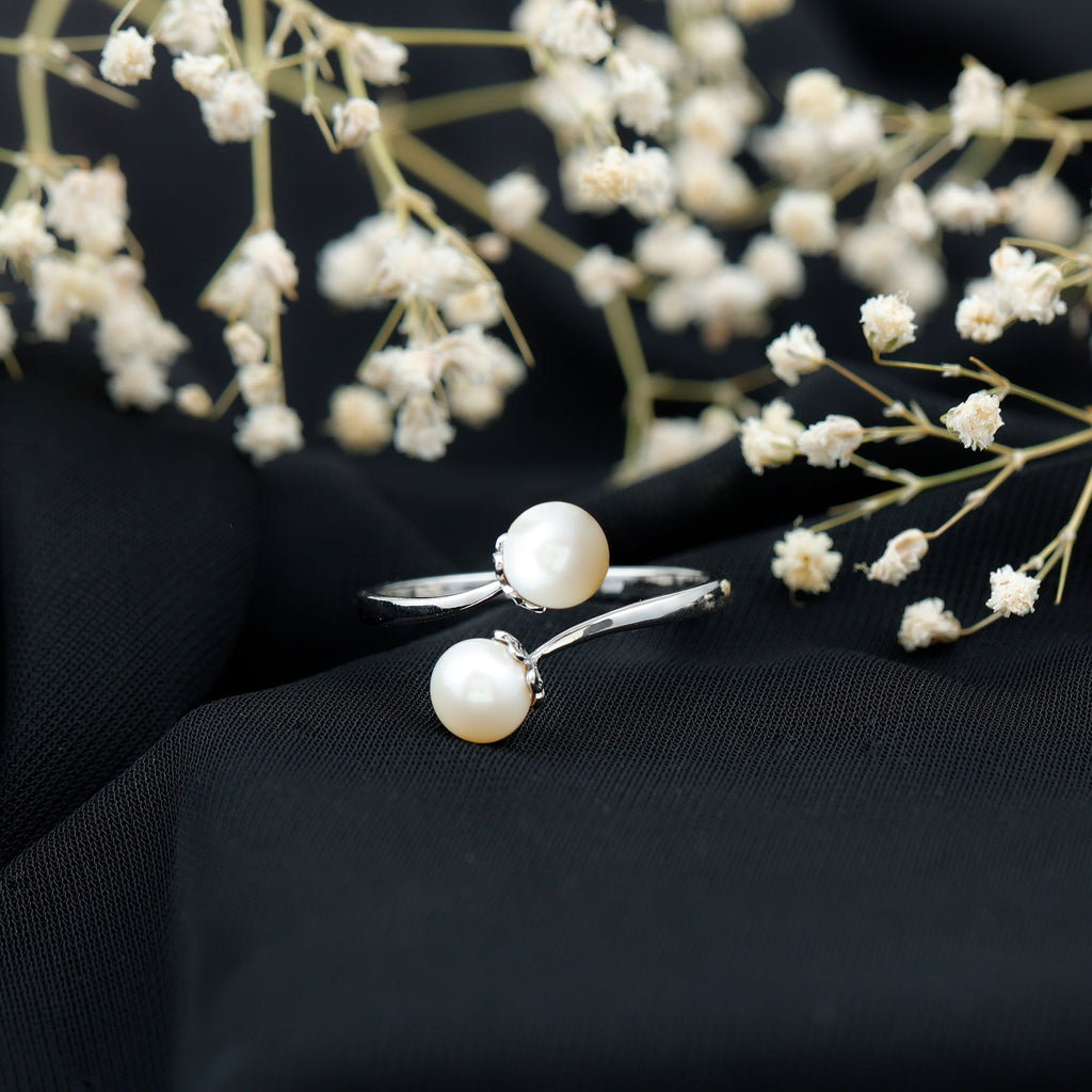 Cultured Freshwater Pearl Bypass Engagement Ring