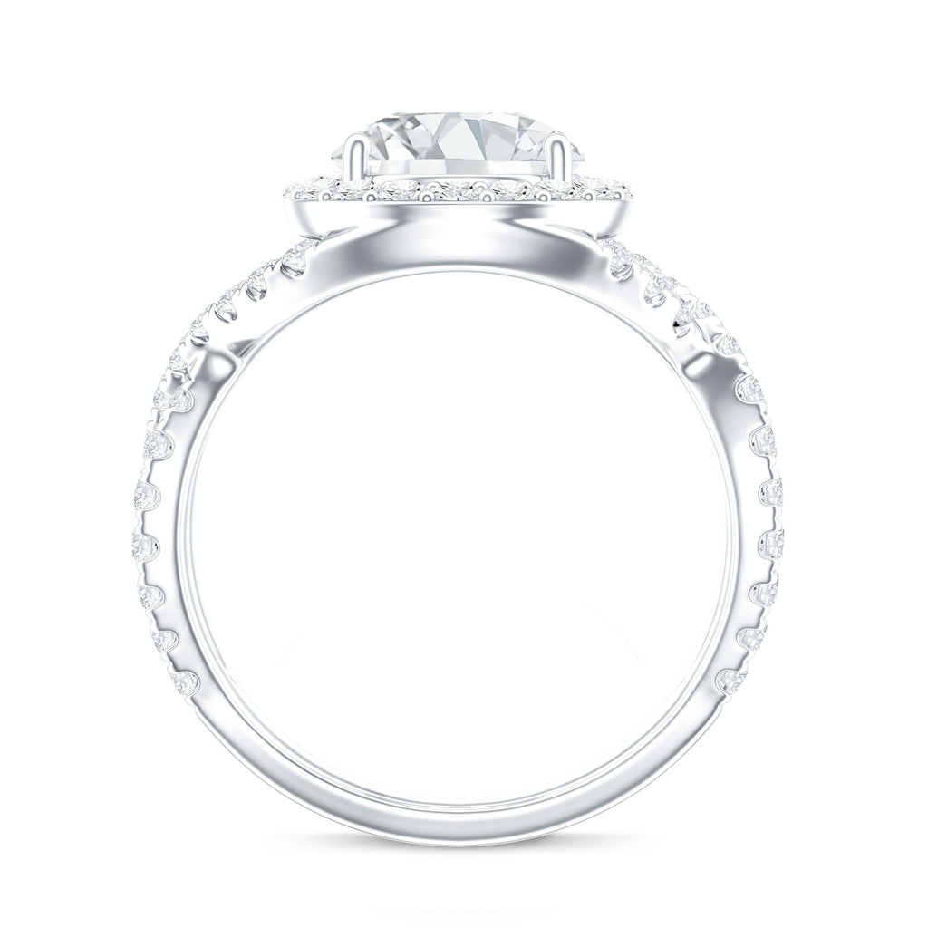 Round Moissanite Crossover Engagement Ring for Women