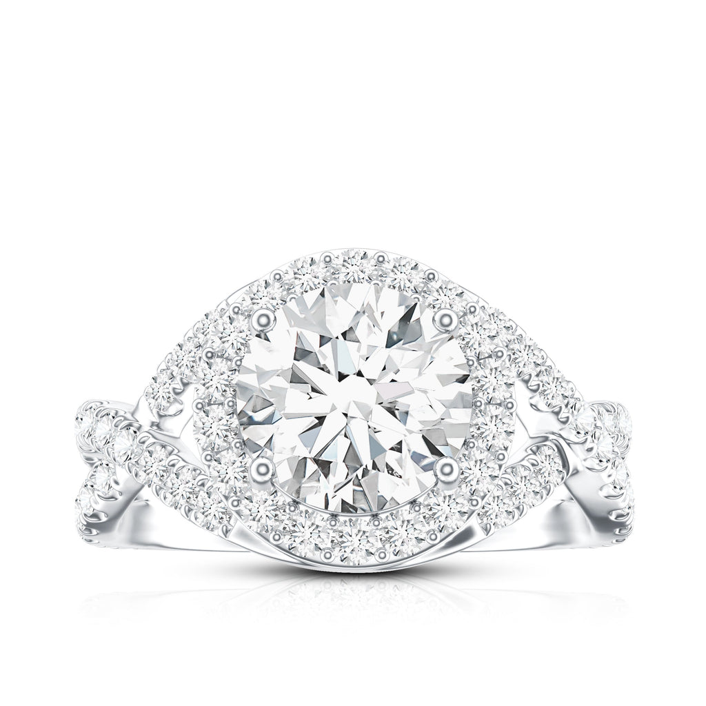 Round Moissanite Crossover Engagement Ring for Women