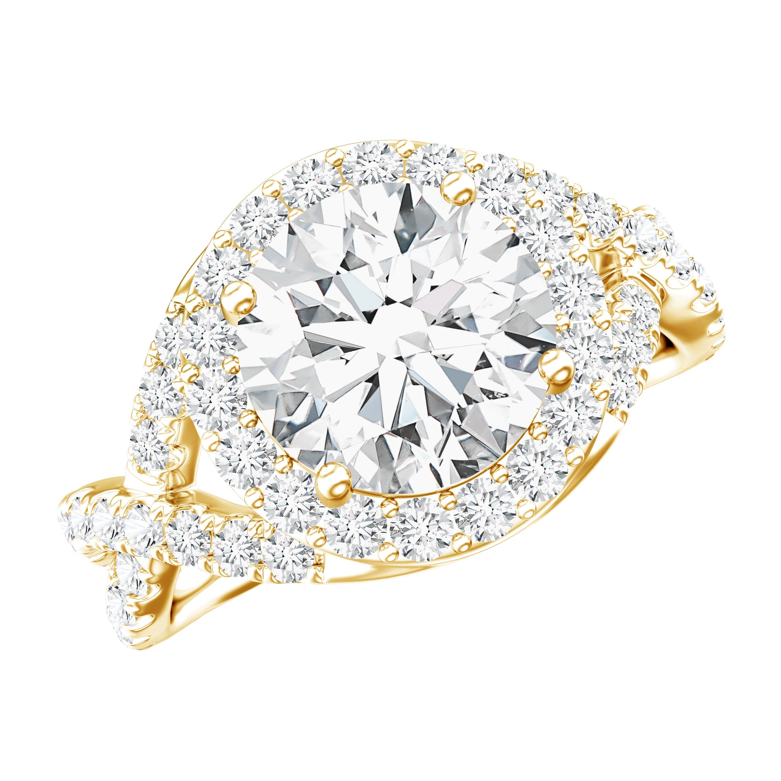 Round Moissanite Crossover Engagement Ring for Women | Rings | Wiccan Center
