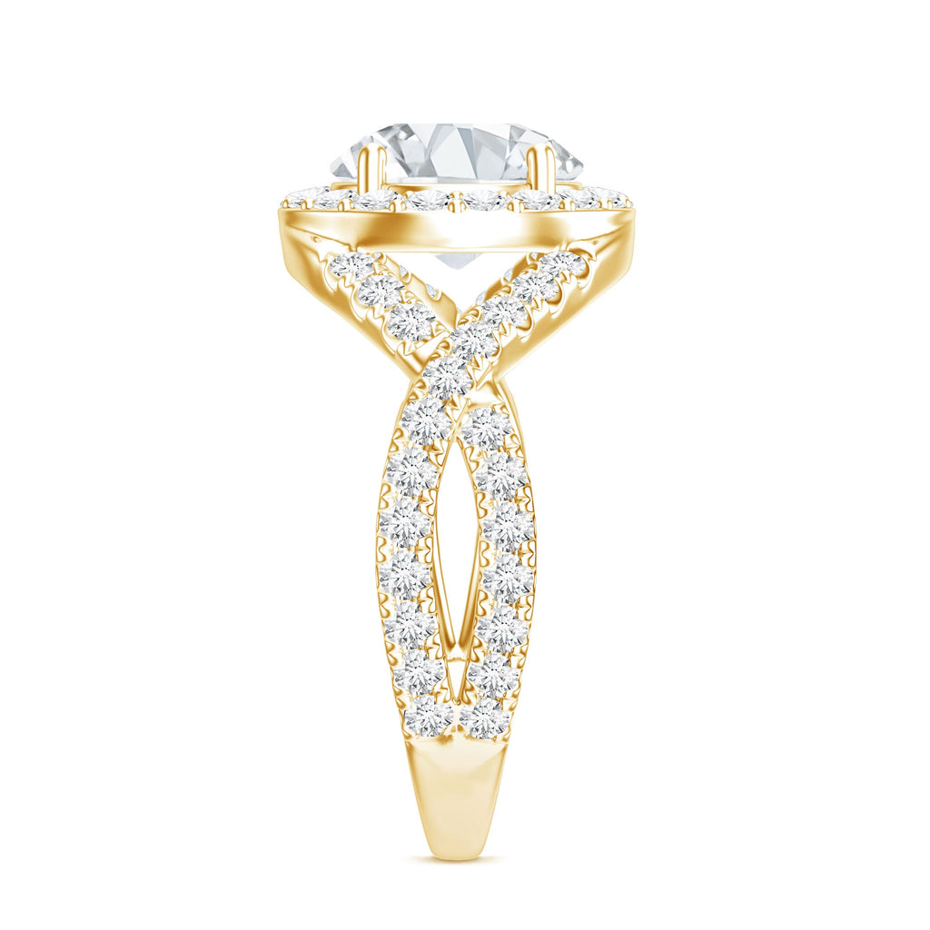 Round Moissanite Crossover Engagement Ring for Women