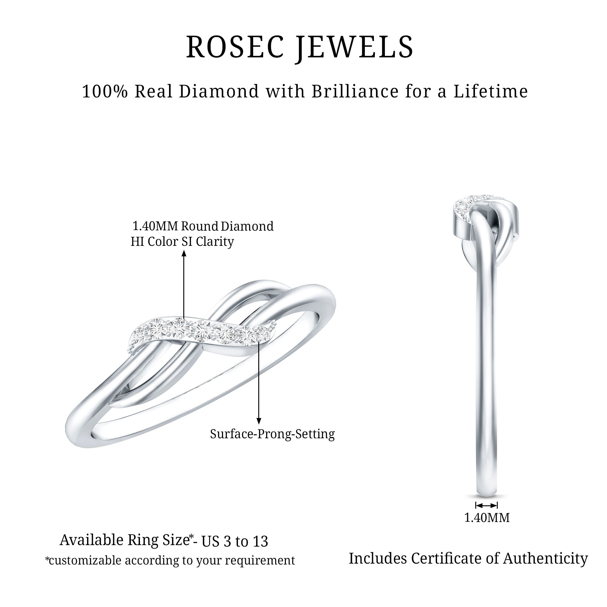 Certified Diamond Infinity Promise Ring For Her