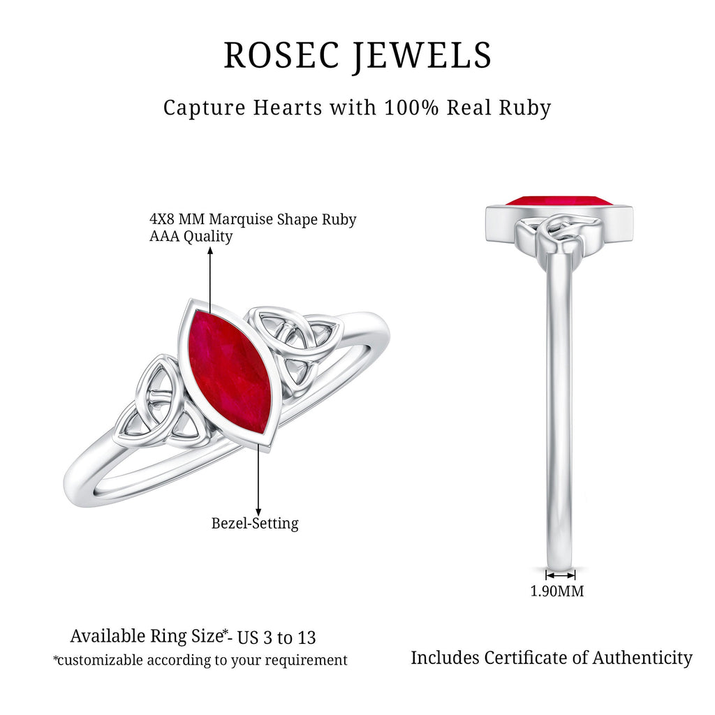 Natural Marquise Ruby Promise Ring with Celtic Knot