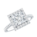 3 Carat Princess Cut Moissanite Halo Engagement Ring