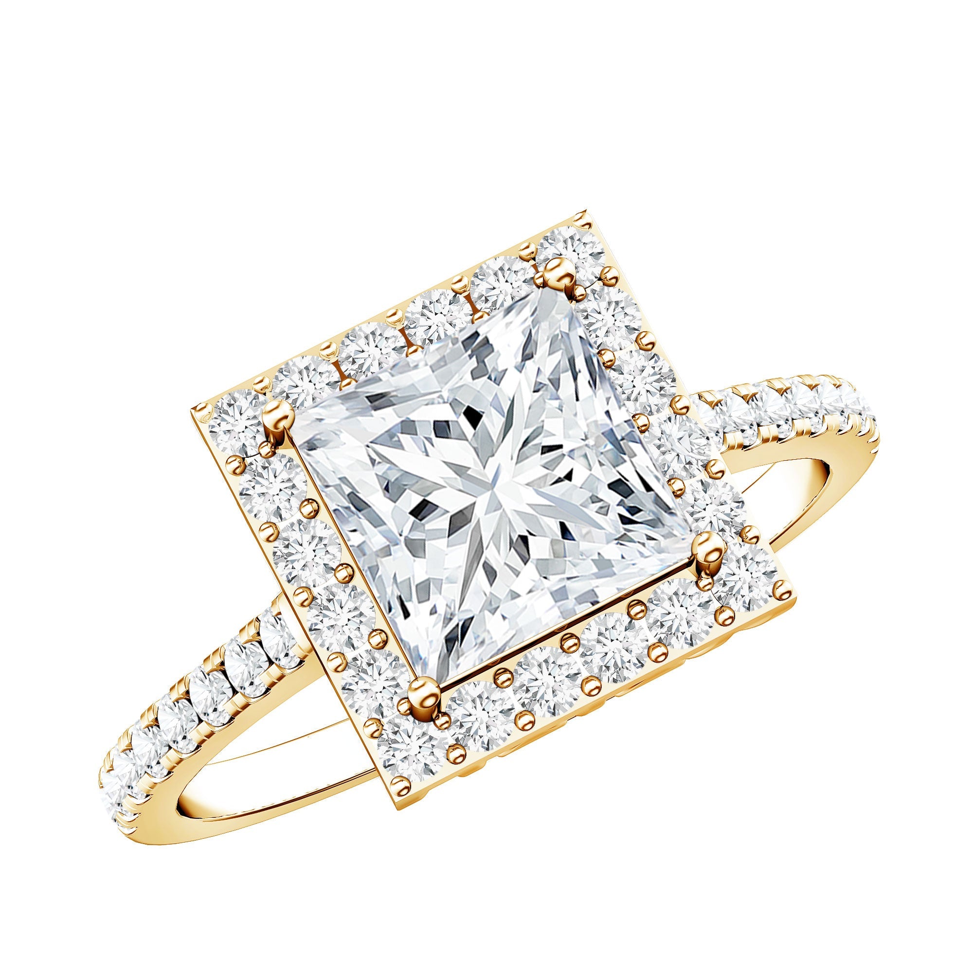 3 Carat Princess Cut Moissanite Halo Engagement Ring | Rings | Wiccan Center