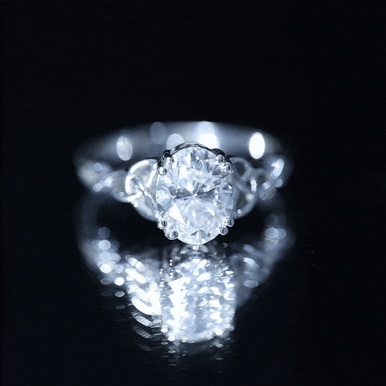 Oval Moissanite Engagement Ring with Celtic Band