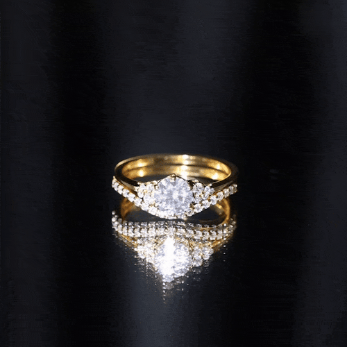 0.9 Carat Round Cut Moissanite Wedding Ring Set For Bride | Rings | Wiccan Center