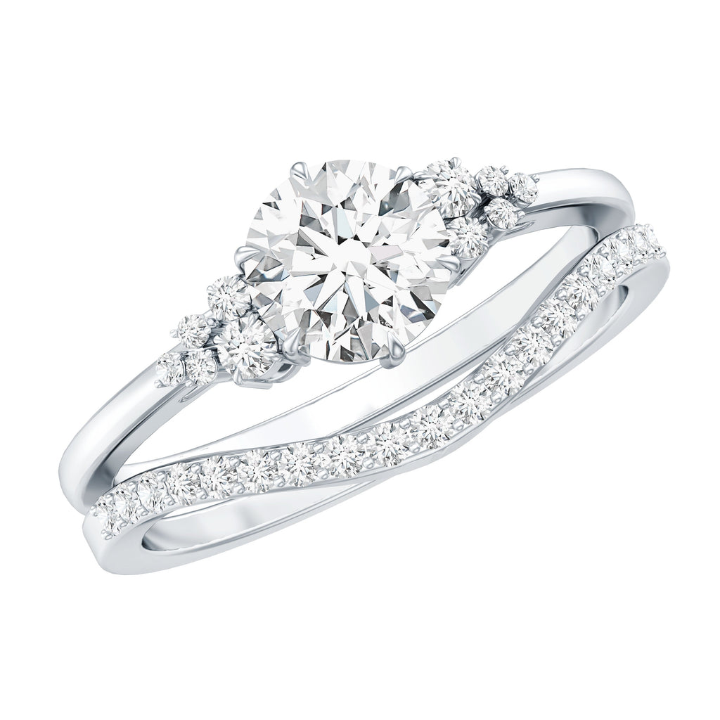 0.9 Carat Round Cut Moissanite Wedding Ring Set For Bride