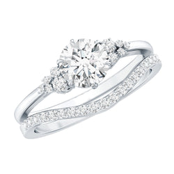 0.9 Carat Round Cut Moissanite Wedding Ring Set For Bride | Rings | Wiccan Center