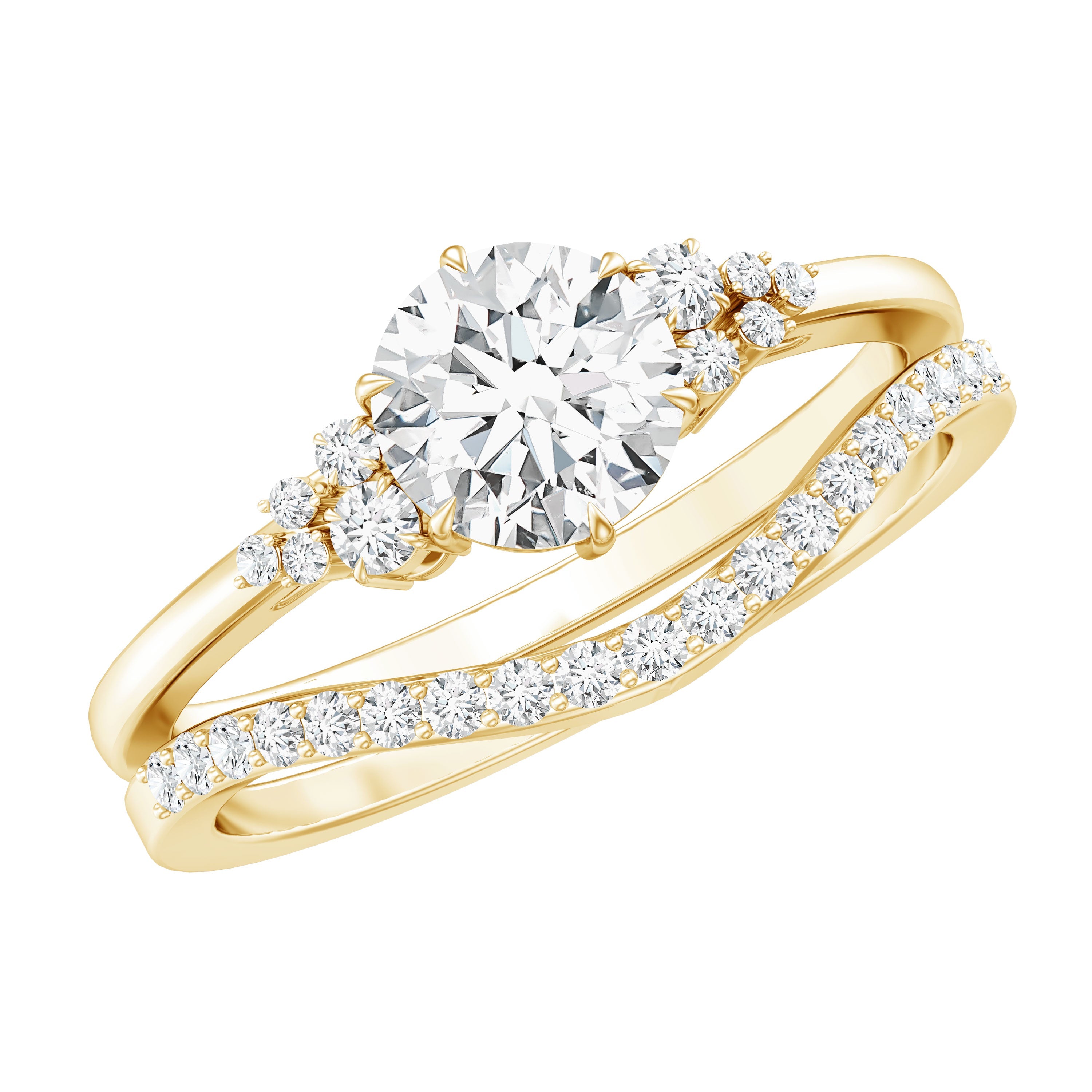 0.9 Carat Round Cut Moissanite Wedding Ring Set For Bride | Rings | Wiccan Center