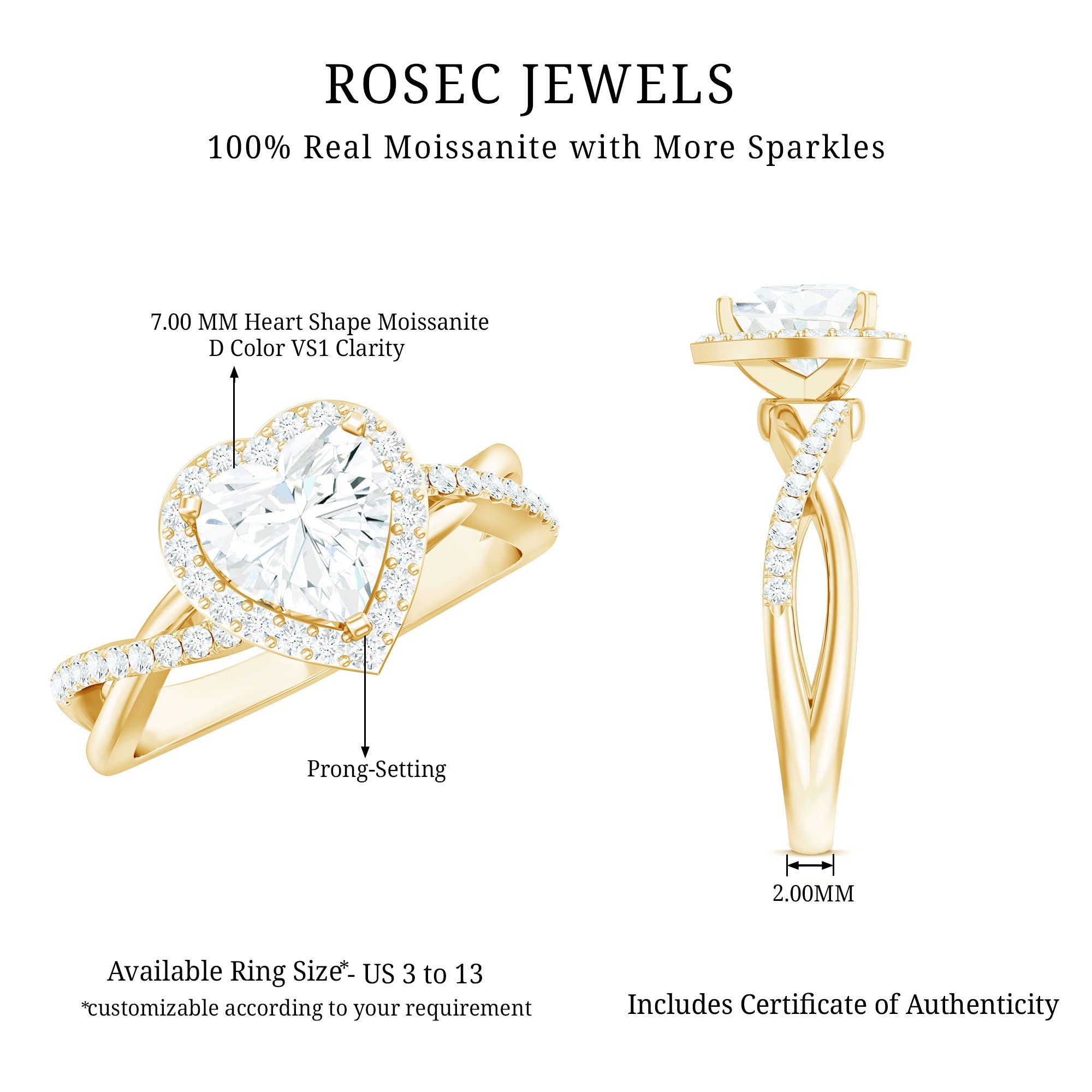 Heart Shape Moissanite Halo Engagement Ring with Criss Cross Band