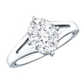 Oval Cut Moissanite Solitaire Engagement Ring in Split Shank
