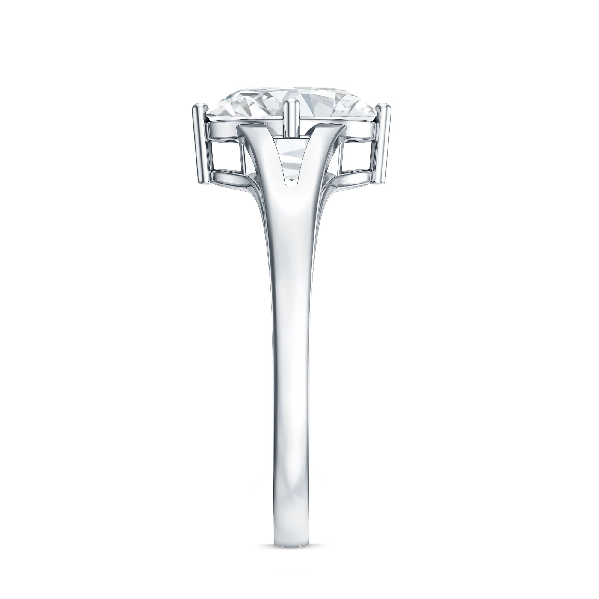 Oval Cut Moissanite Solitaire Engagement Ring in Split Shank