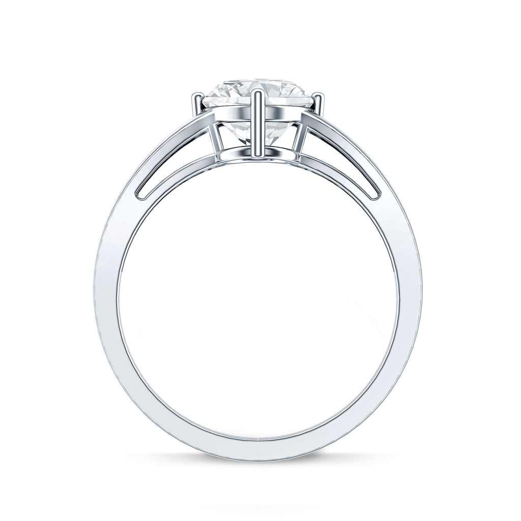 Oval Cut Moissanite Solitaire Engagement Ring in Split Shank