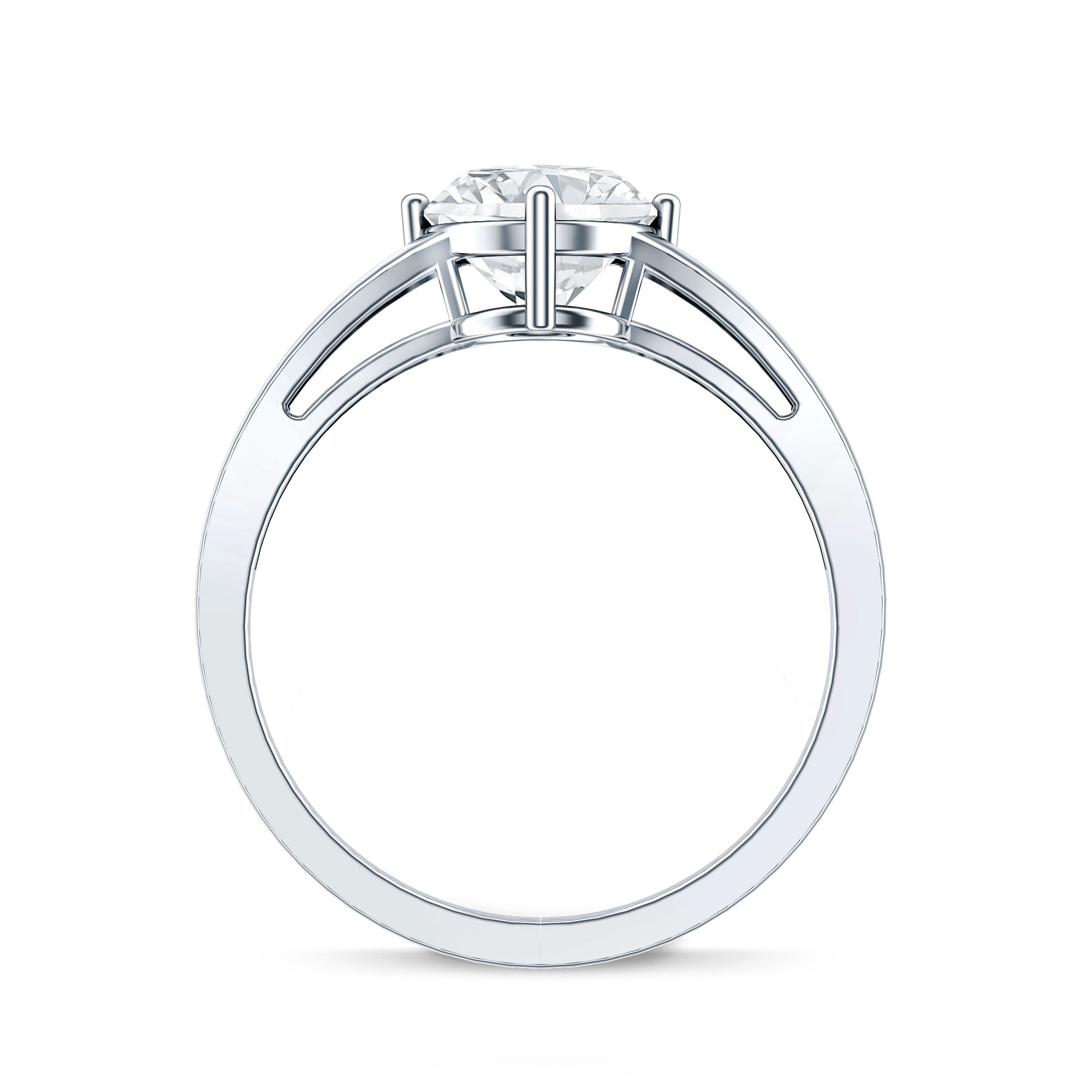 Oval Cut Moissanite Solitaire Engagement Ring in Split Shank