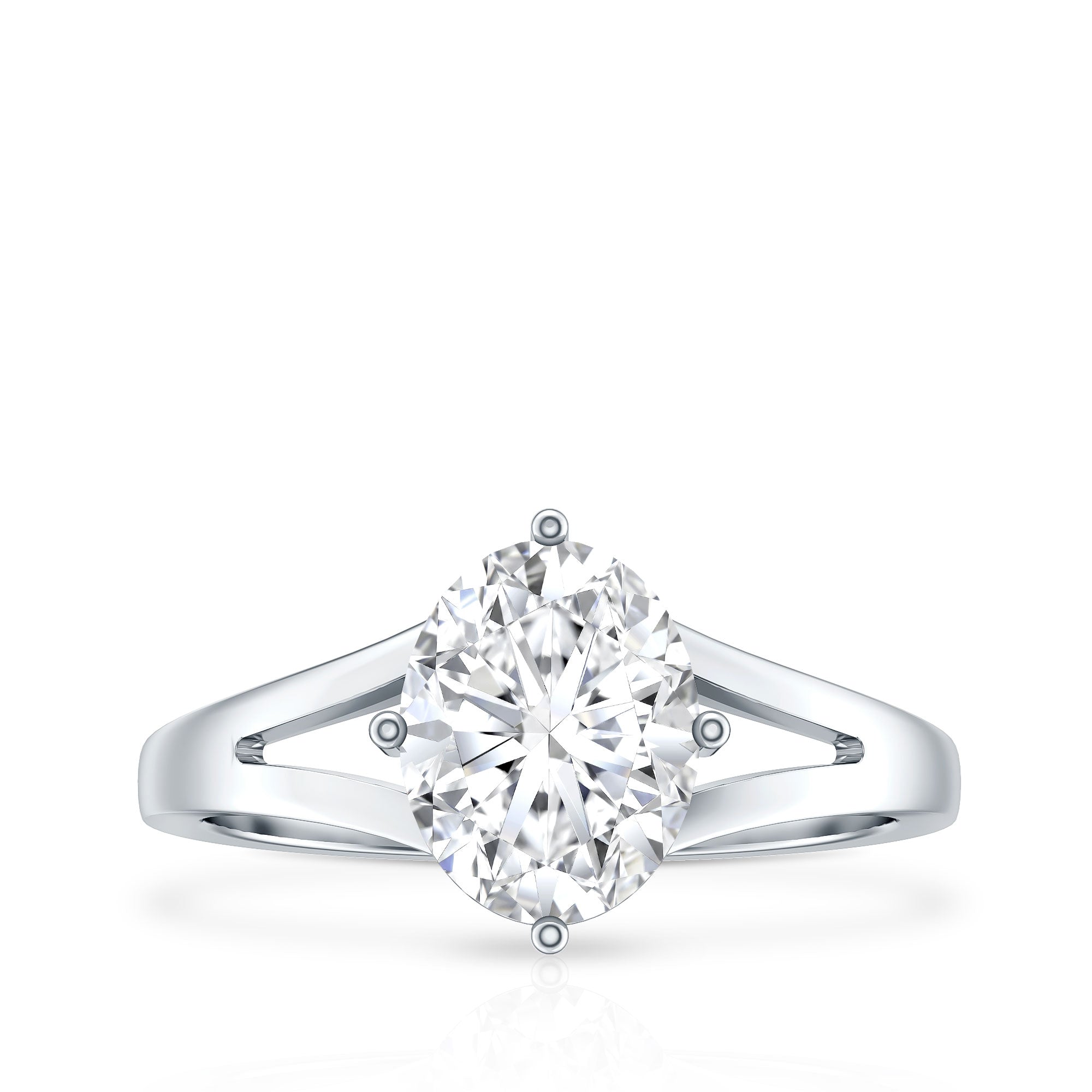 Oval Cut Moissanite Solitaire Engagement Ring in Split Shank