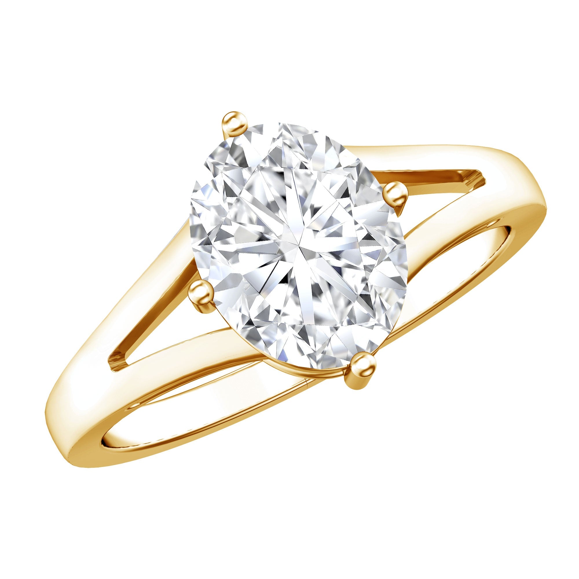 Oval Cut Moissanite Solitaire Engagement Ring in Split Shank | Rings | Wiccan Center