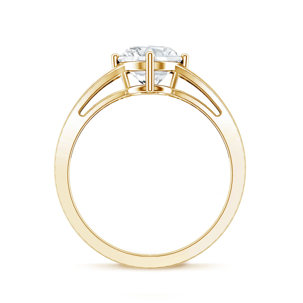 Oval Cut Moissanite Solitaire Engagement Ring in Split Shank
