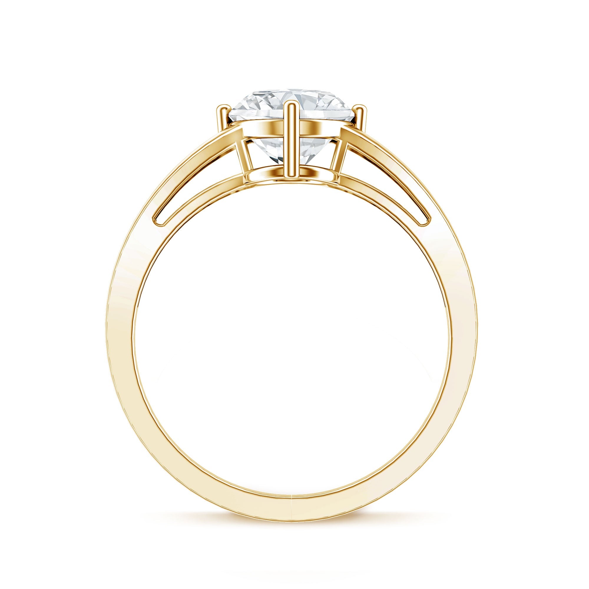 Oval Cut Moissanite Solitaire Engagement Ring in Split Shank