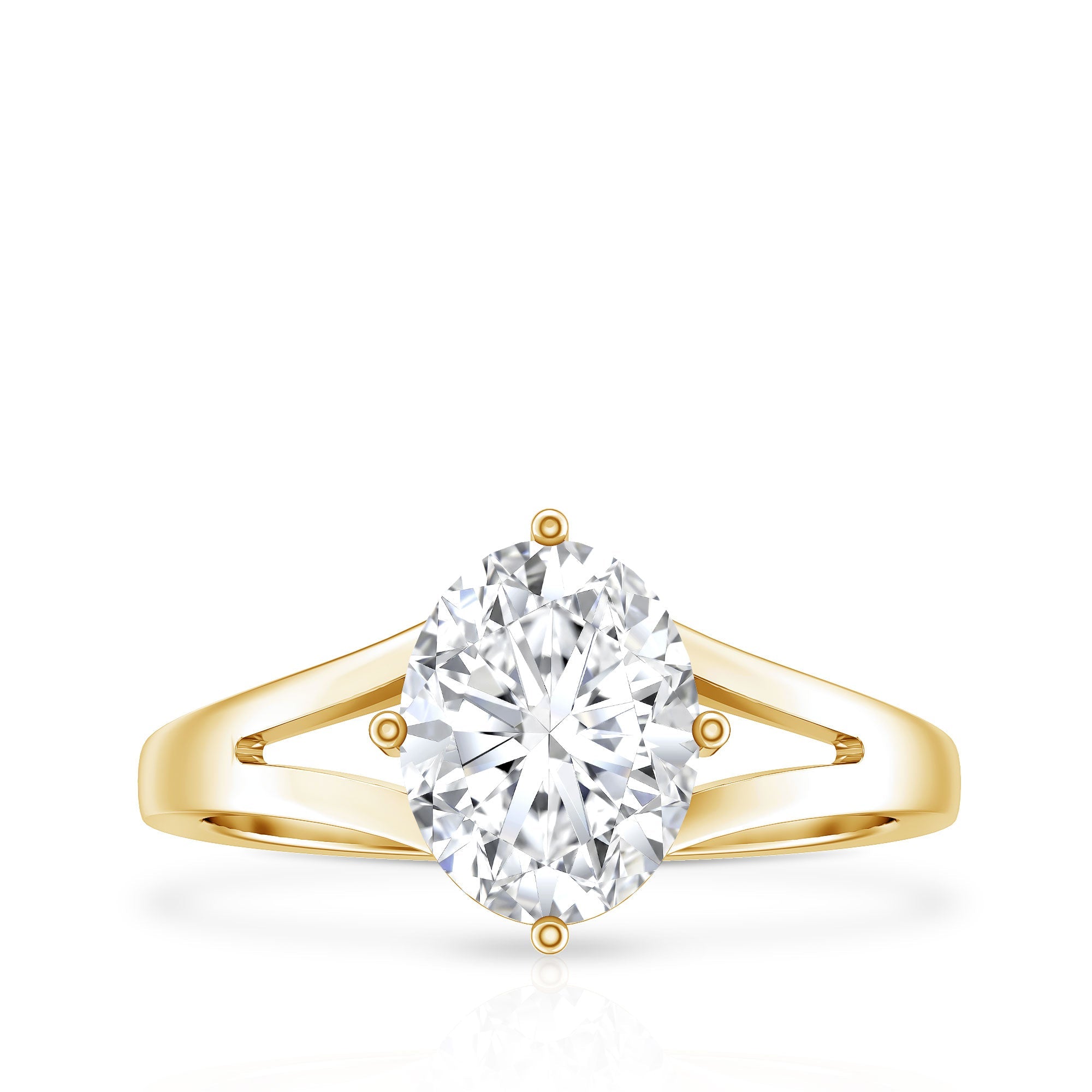 Oval Cut Moissanite Solitaire Engagement Ring in Split Shank
