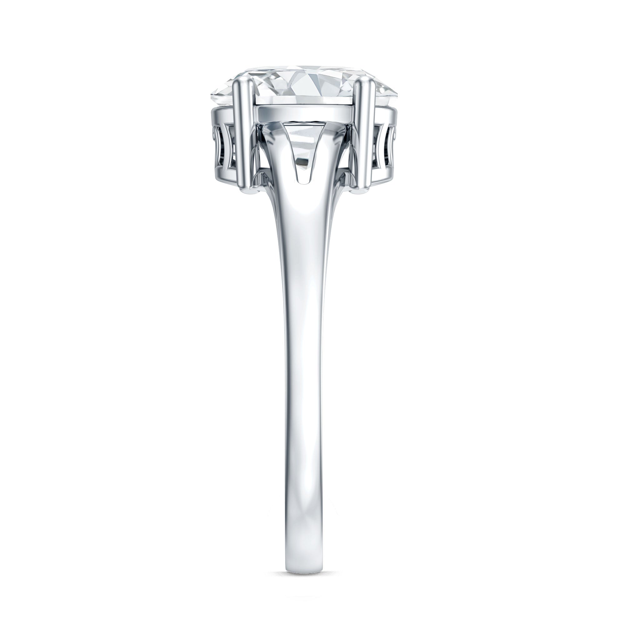 Solitaire Oval Cut Moissanite Split Shank Engagement Ring