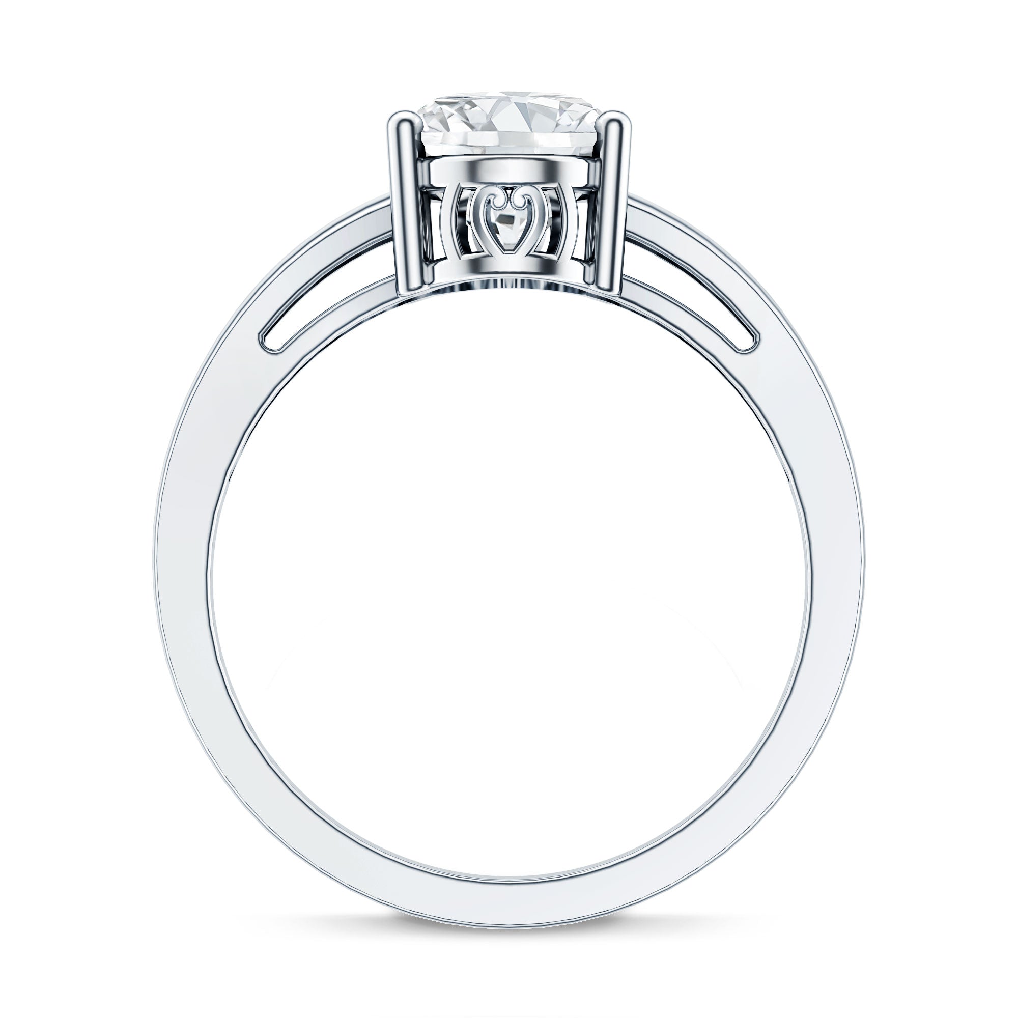 Solitaire Oval Cut Moissanite Split Shank Engagement Ring