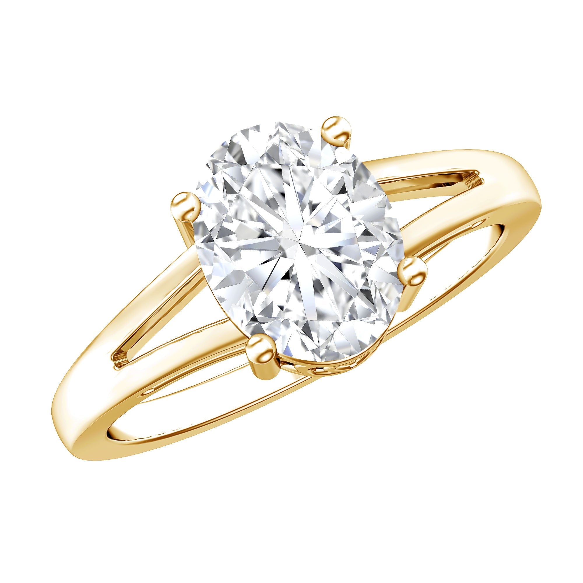 Solitaire Oval Cut Moissanite Split Shank Engagement Ring | Rings | Wiccan Center