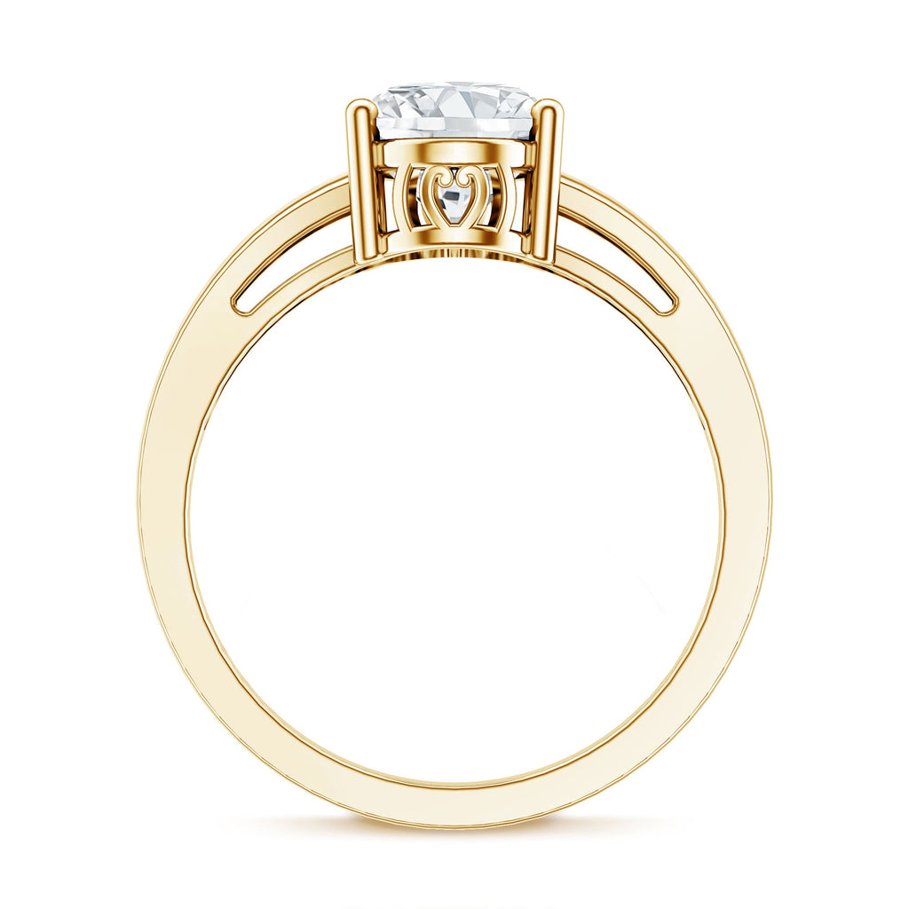 Solitaire Oval Cut Moissanite Split Shank Engagement Ring