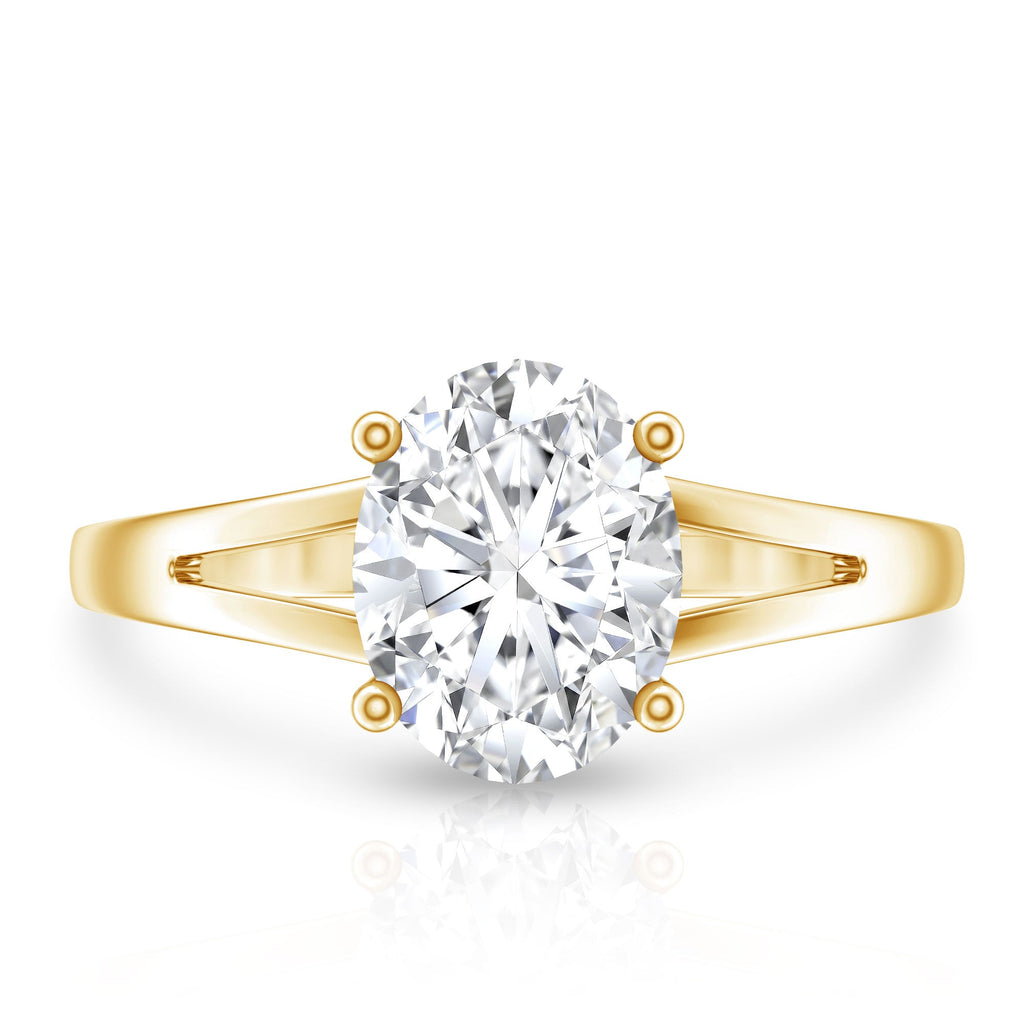 Solitaire Oval Cut Moissanite Split Shank Engagement Ring
