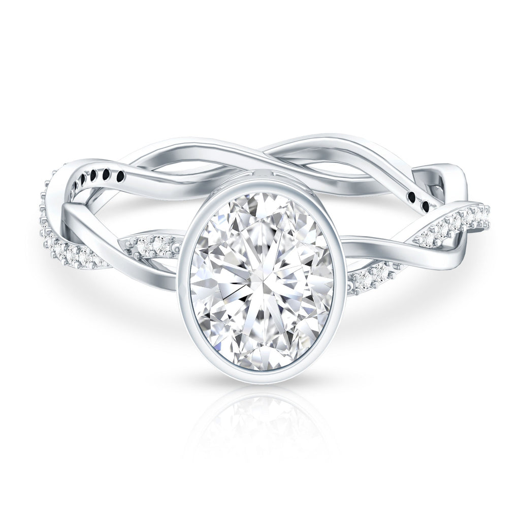 Brilliant Cut Moissanite Bezel Set Engagement Ring in Braided Shank