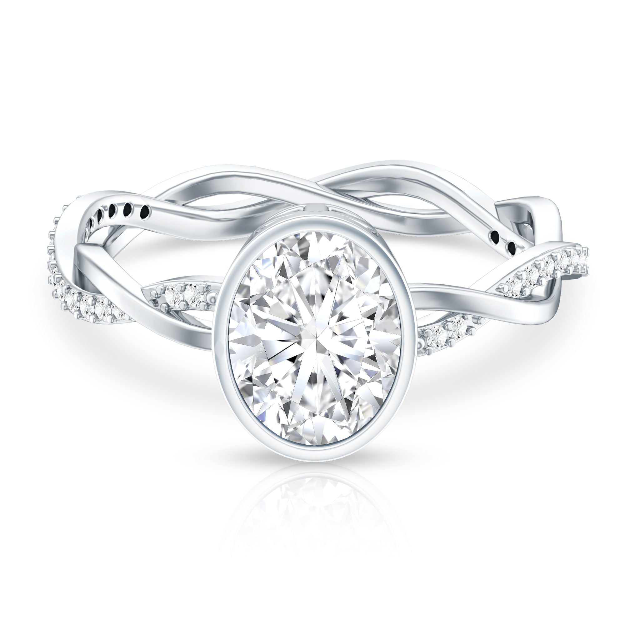 Brilliant Cut Moissanite Bezel Set Engagement Ring in Braided Shank