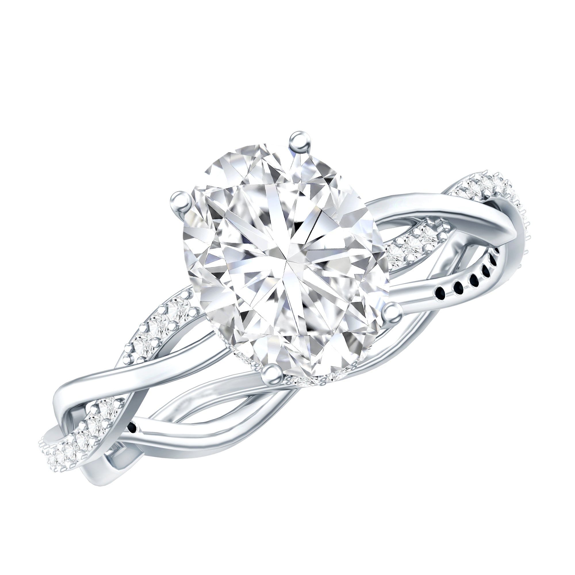 Moissanite Hidden Halo Engagement Ring with Infinity Shank
