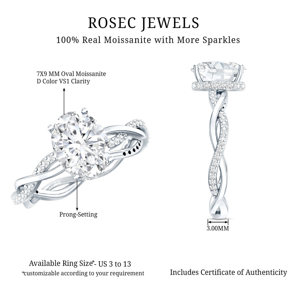 Moissanite Hidden Halo Engagement Ring with Infinity Shank