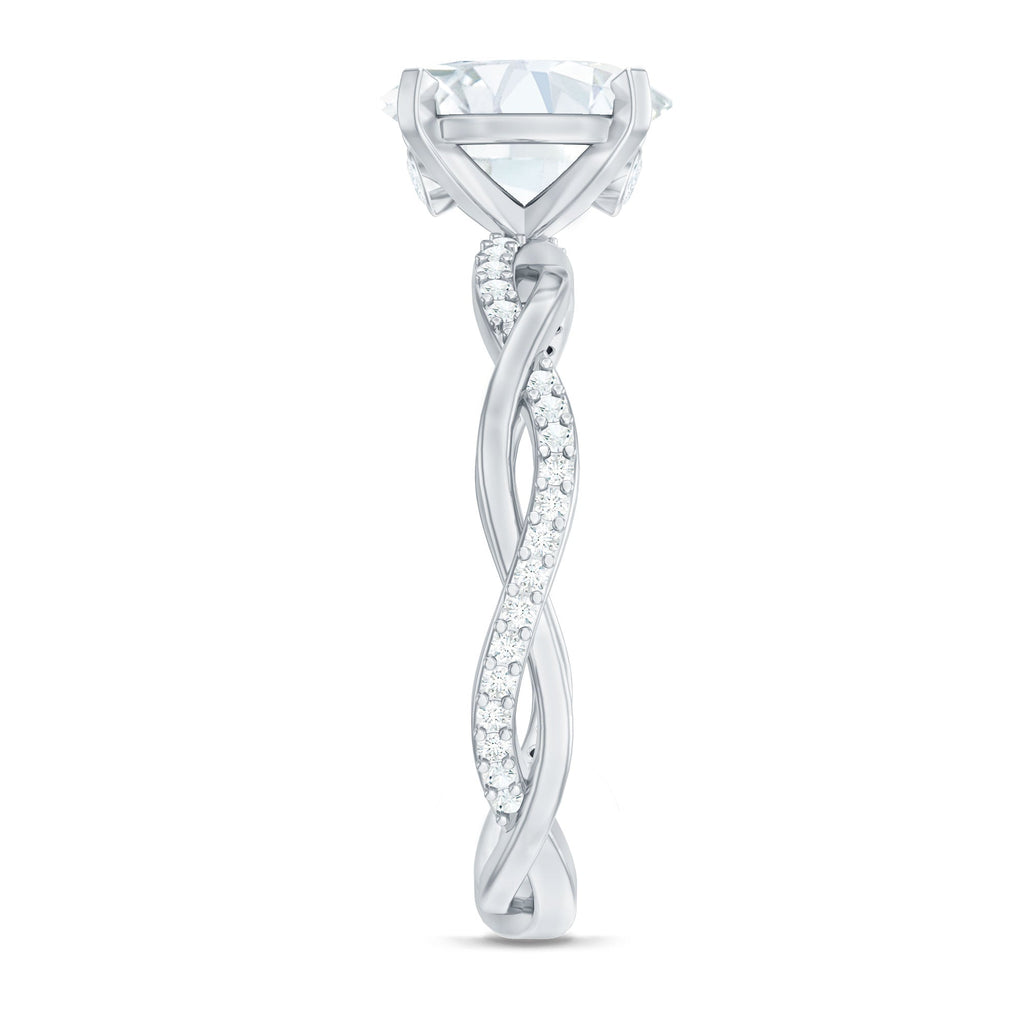 Oval Shape Moissanite Solitaire Engagement Ring in Braided Shank