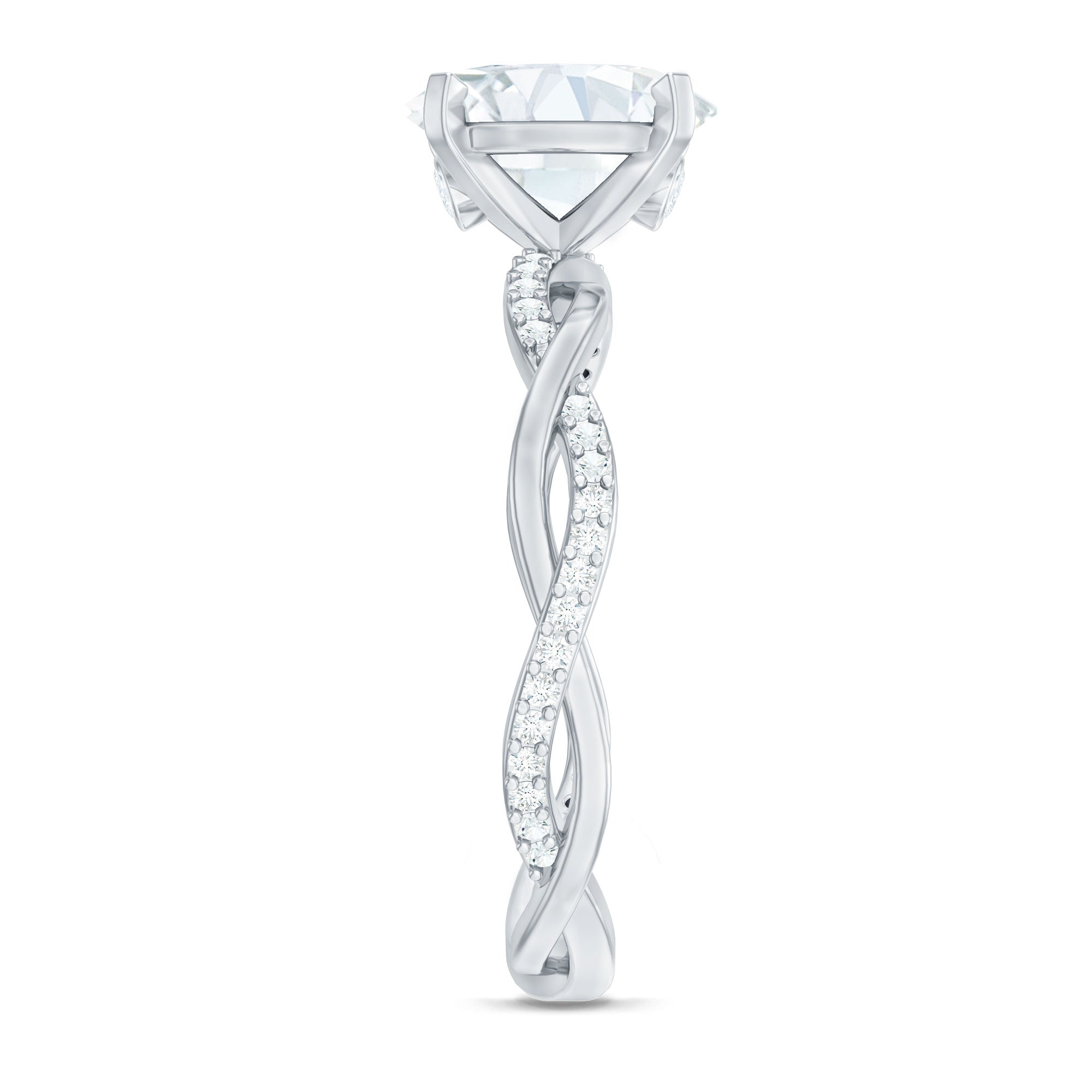 Oval Shape Moissanite Solitaire Engagement Ring in Braided Shank