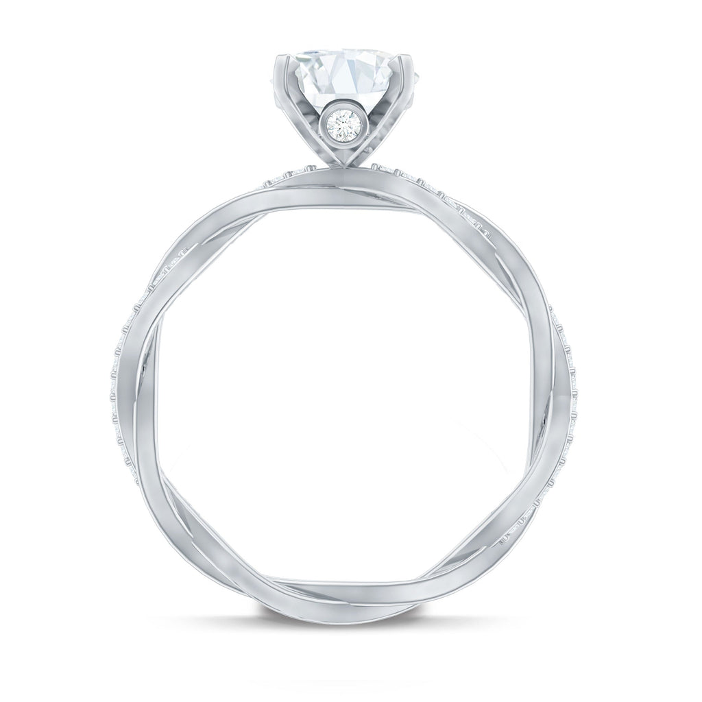 Oval Shape Moissanite Solitaire Engagement Ring in Braided Shank
