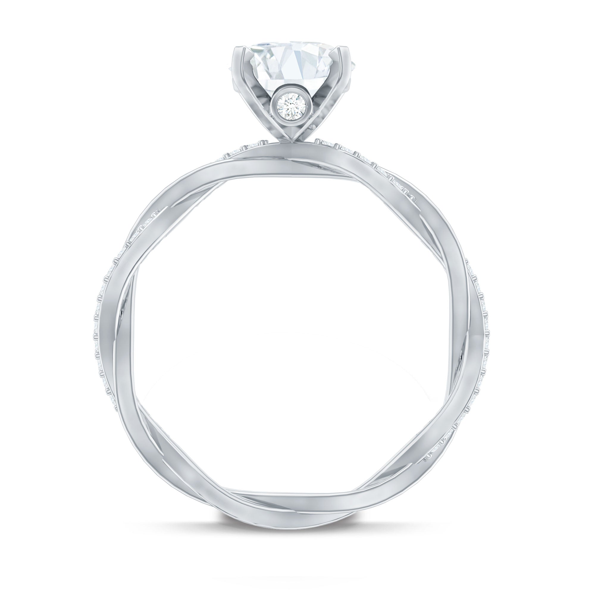 Oval Shape Moissanite Solitaire Engagement Ring in Braided Shank