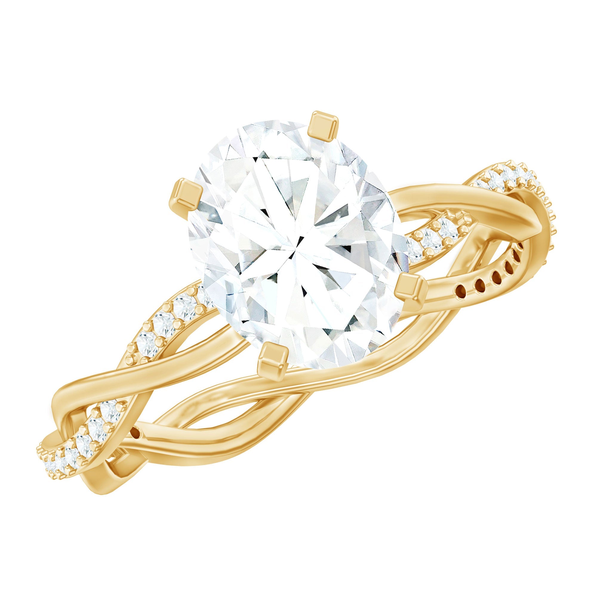 Oval Shape Moissanite Solitaire Engagement Ring in Braided Shank | Rings | Wiccan Center