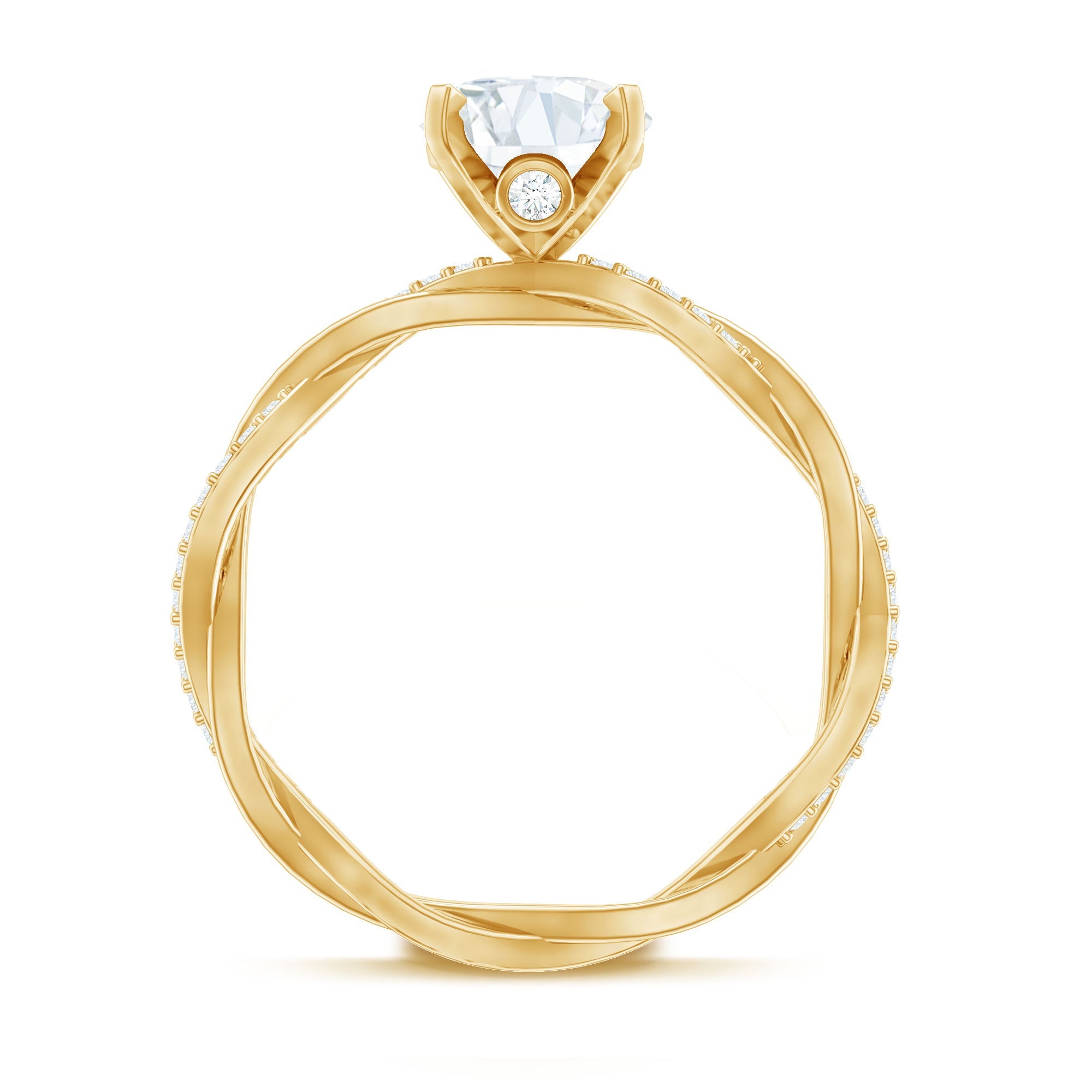 Oval Shape Moissanite Solitaire Engagement Ring in Braided Shank