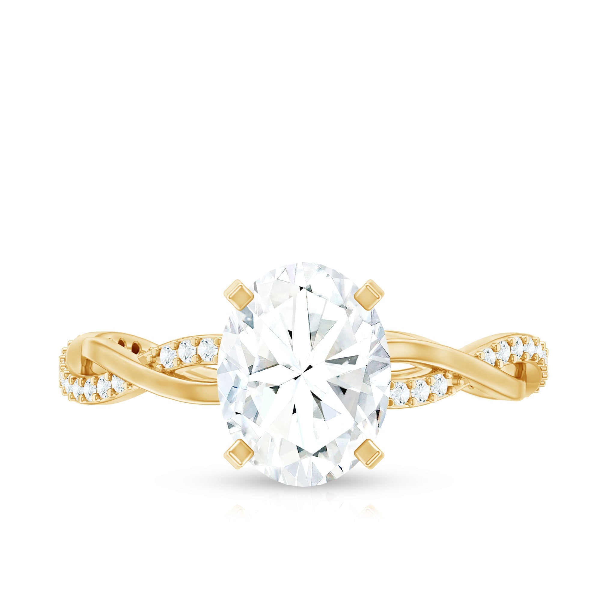 Oval Shape Moissanite Solitaire Engagement Ring in Braided Shank