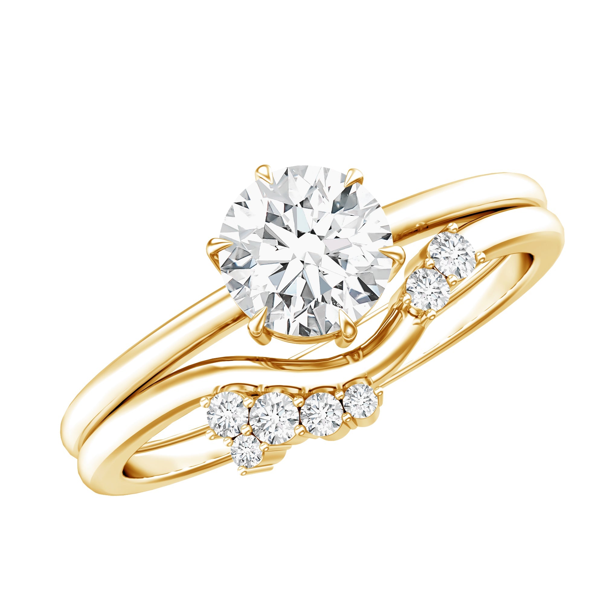Solitaire Moissanite Wedding Ring Set for Her | Rings | Wiccan Center