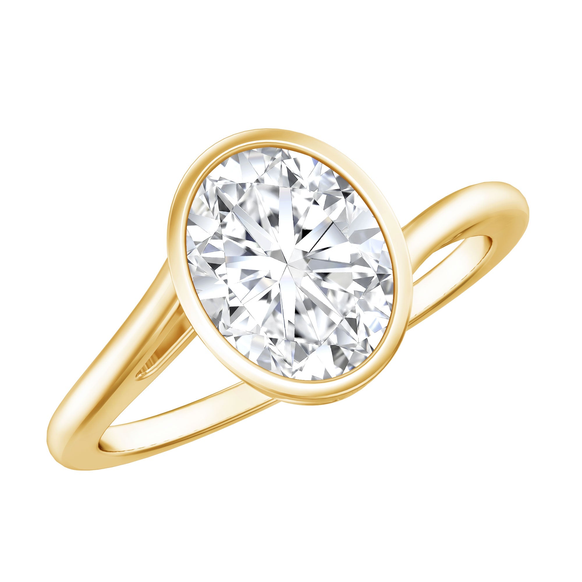 Solitaire 2 Carat Moissanite Bezel Set Engagement Ring with Bypass Shank | Rings | Wiccan Center