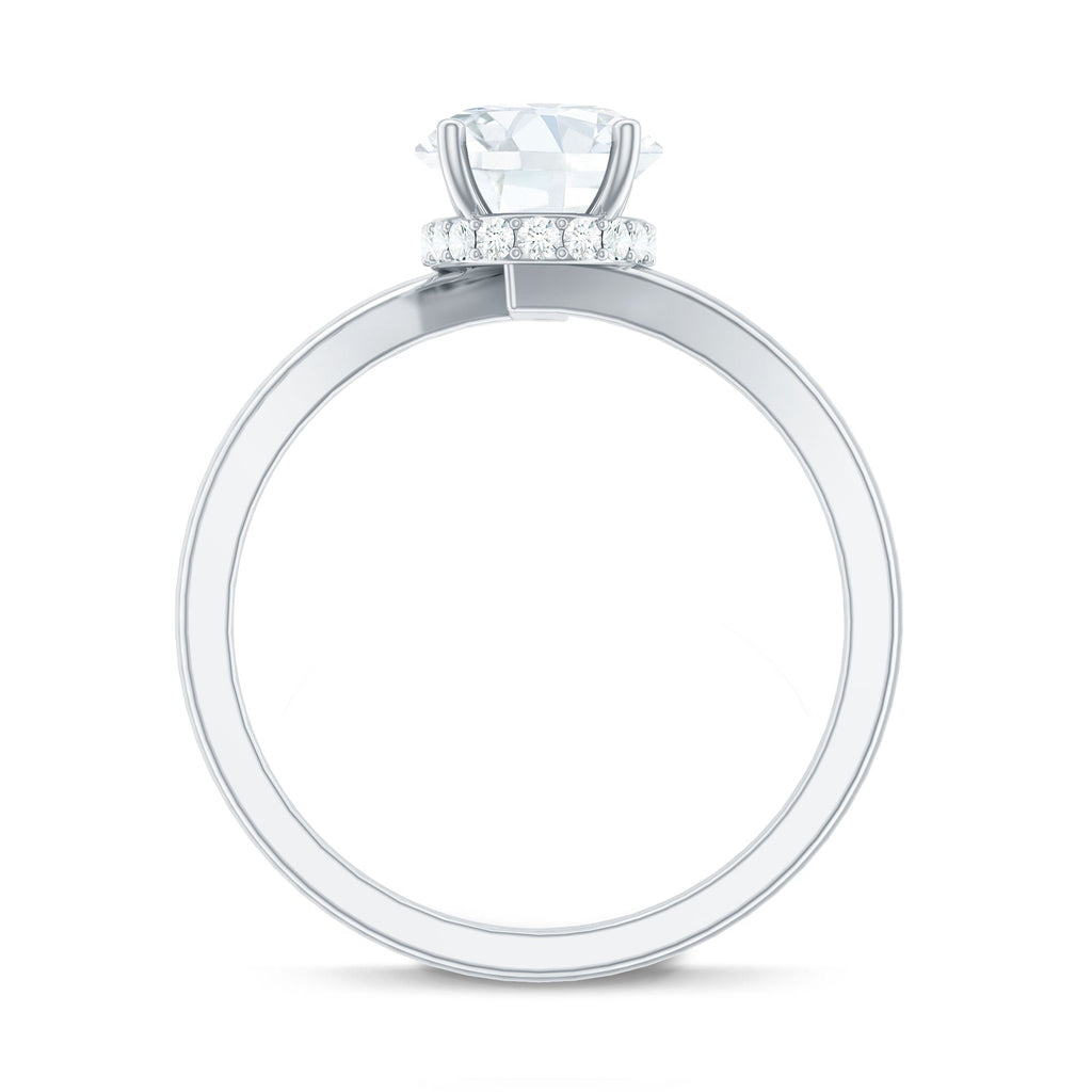 Oval Cut Solitaire Moissanite Bypass Engagement Ring