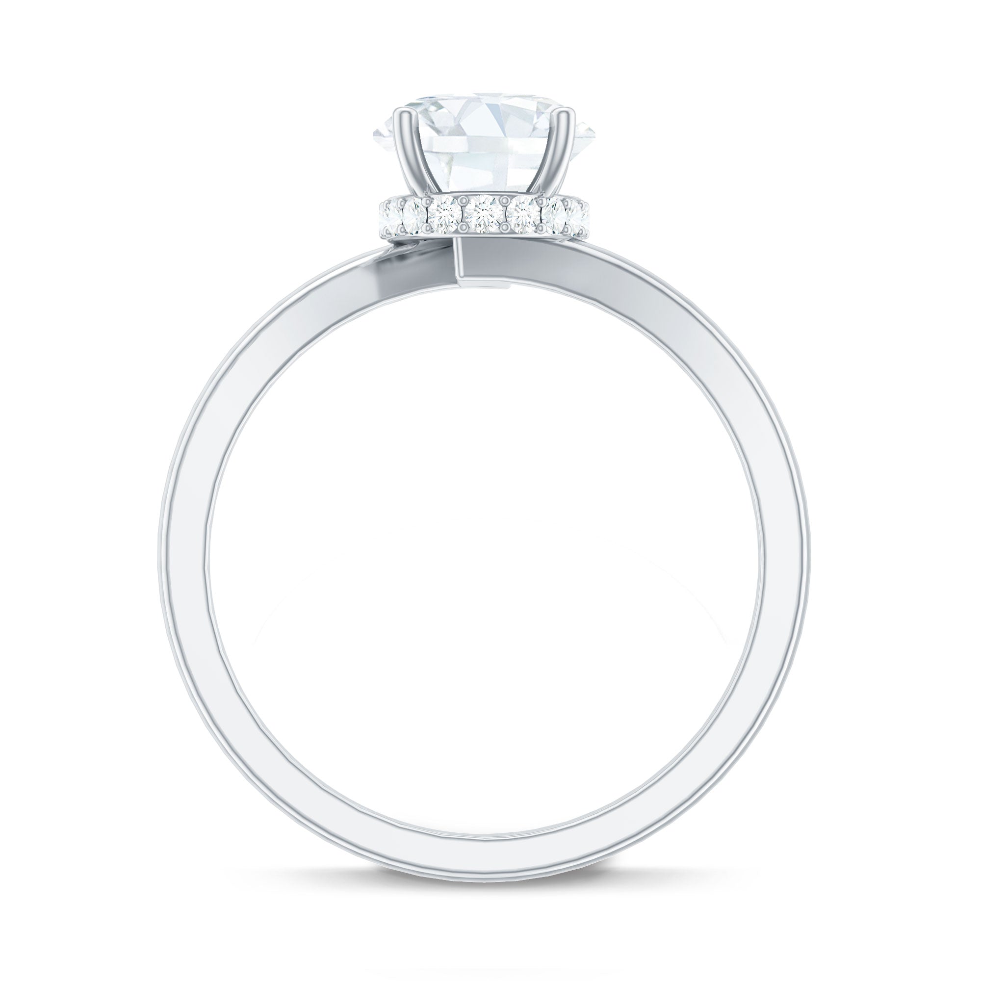 Oval Cut Solitaire Moissanite Bypass Engagement Ring