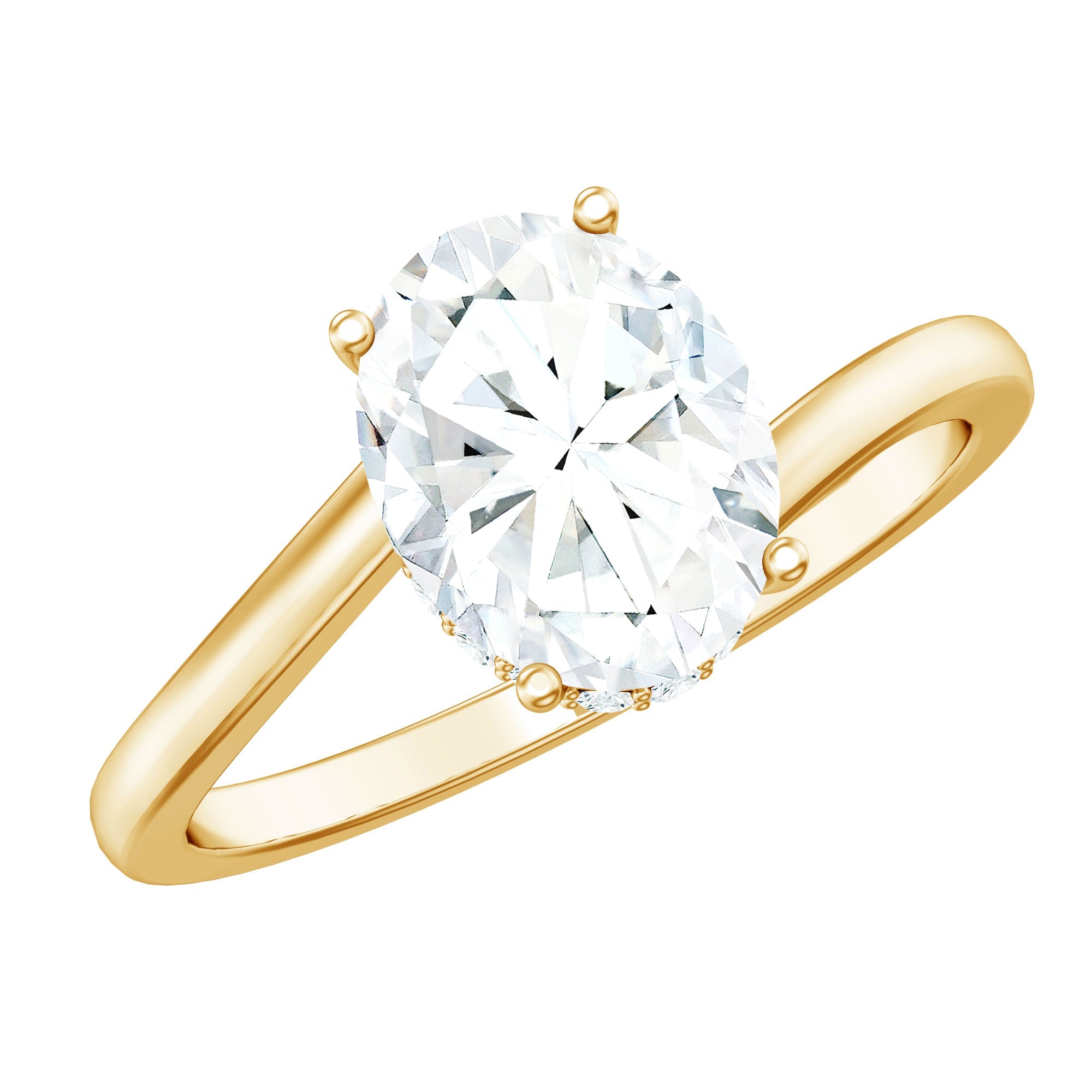 Oval Cut Solitaire Moissanite Bypass Engagement Ring | Rings | Wiccan Center